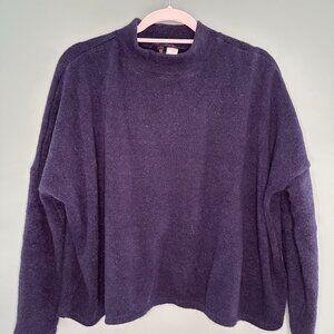 H&M Navy Blue Loose Mockneck Sweater - Medium